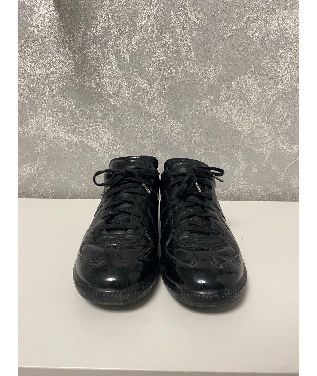 MAISON MARGIELA Черные кожаные низкие кроссовки / кеды, фото 2