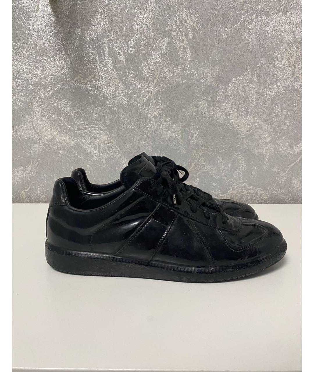 MAISON MARGIELA Черные кожаные низкие кроссовки / кеды, фото 5