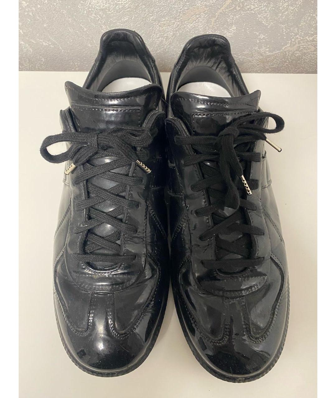 MAISON MARGIELA Черные кожаные низкие кроссовки / кеды, фото 3