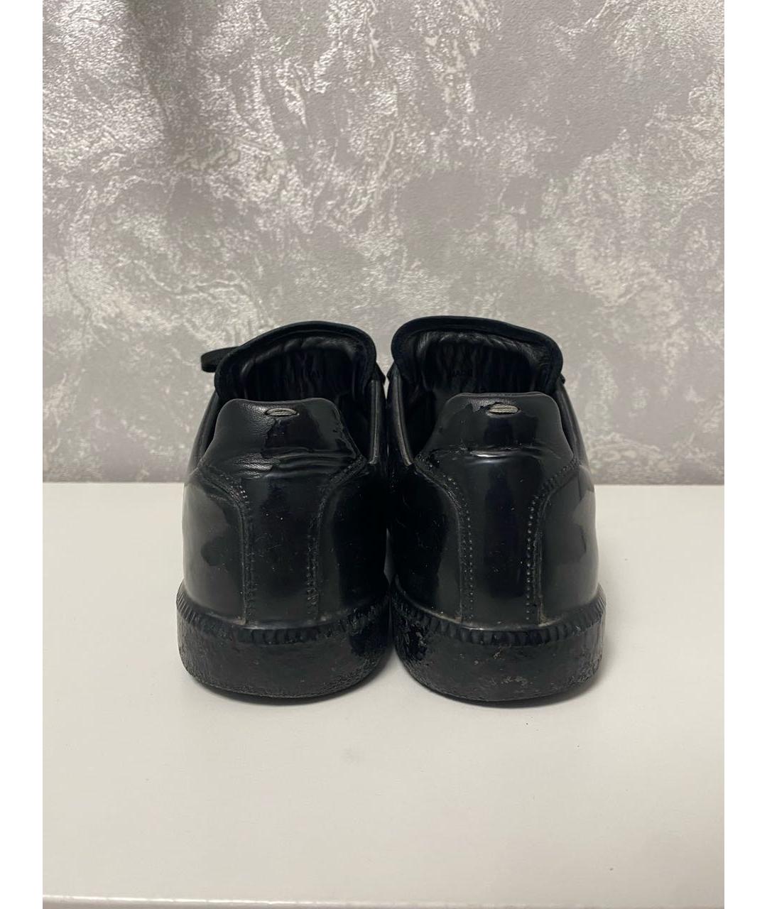 MAISON MARGIELA Черные кожаные низкие кроссовки / кеды, фото 4