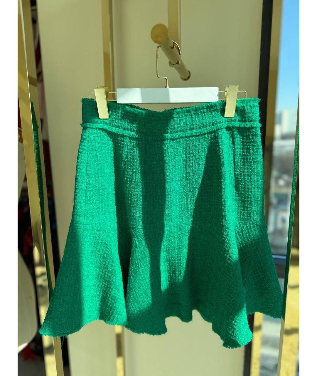 DOLCE&GABBANA Зеленая шерстяная юбка мини, фото 2