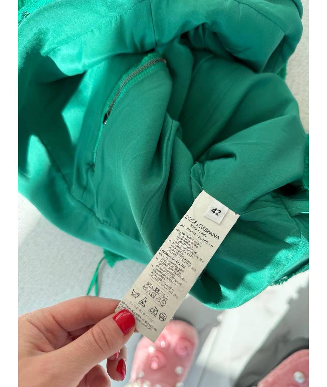 DOLCE&GABBANA Зеленая шерстяная юбка мини, фото 7