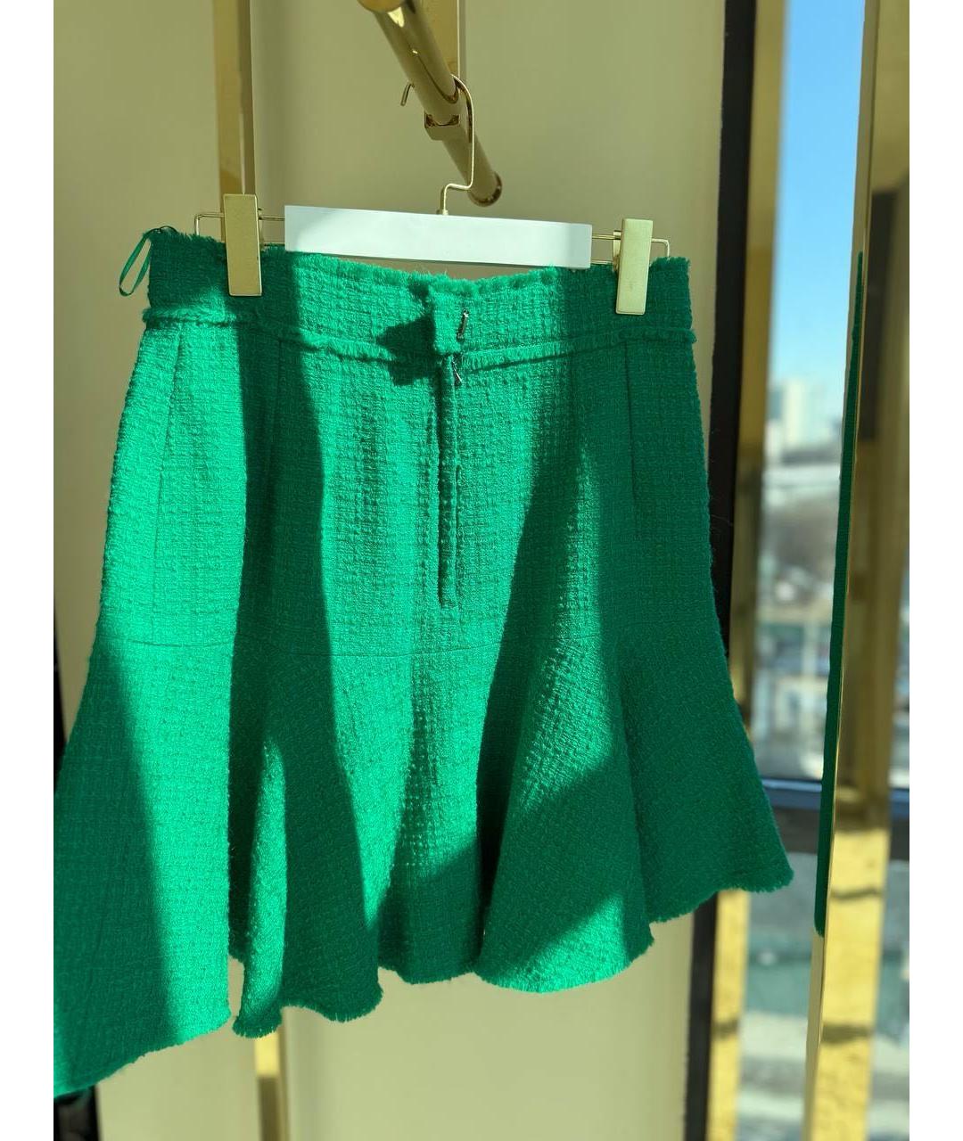 DOLCE&GABBANA Зеленая шерстяная юбка мини, фото 6