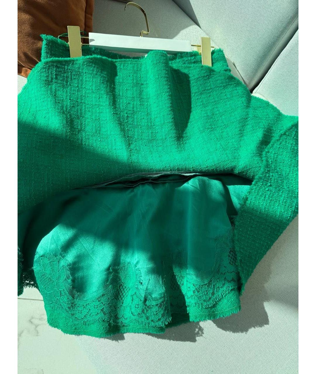 DOLCE&GABBANA Зеленая шерстяная юбка мини, фото 3