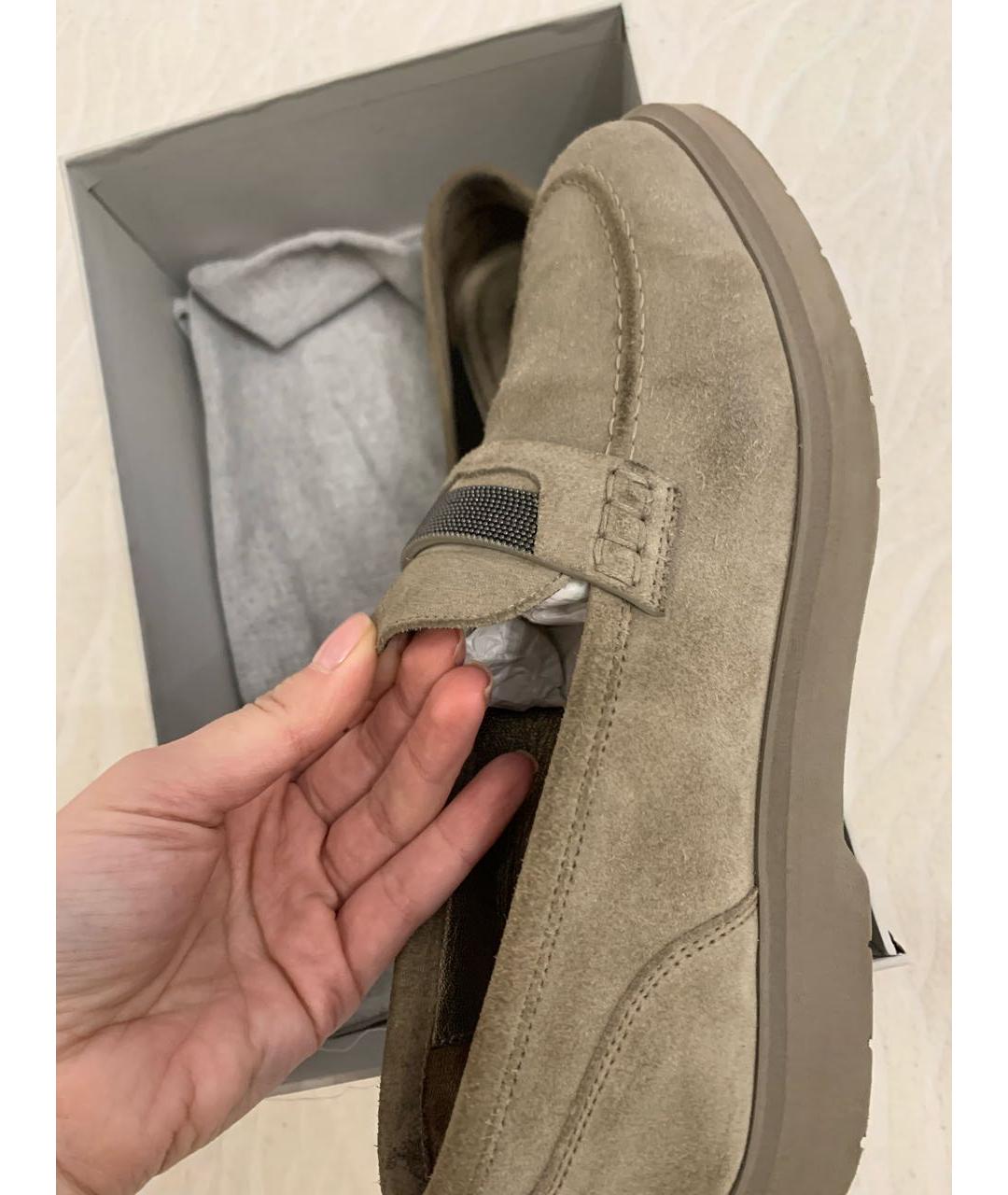 BRUNELLO CUCINELLI Бежевые замшевые лоферы, фото 2