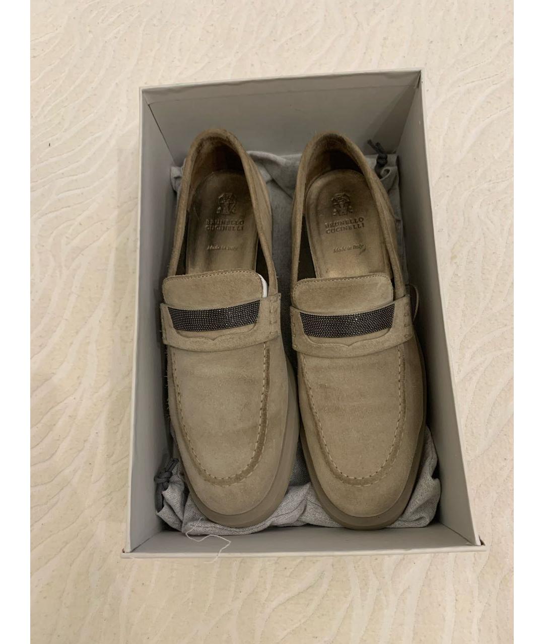 BRUNELLO CUCINELLI Бежевые замшевые лоферы, фото 3