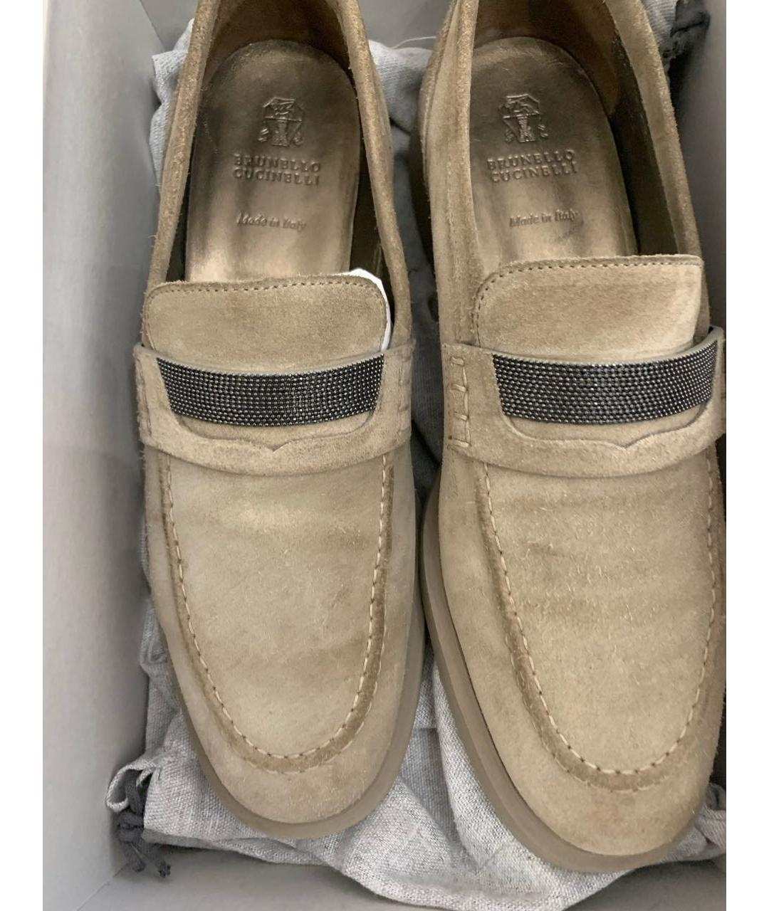 BRUNELLO CUCINELLI Бежевые замшевые лоферы, фото 4
