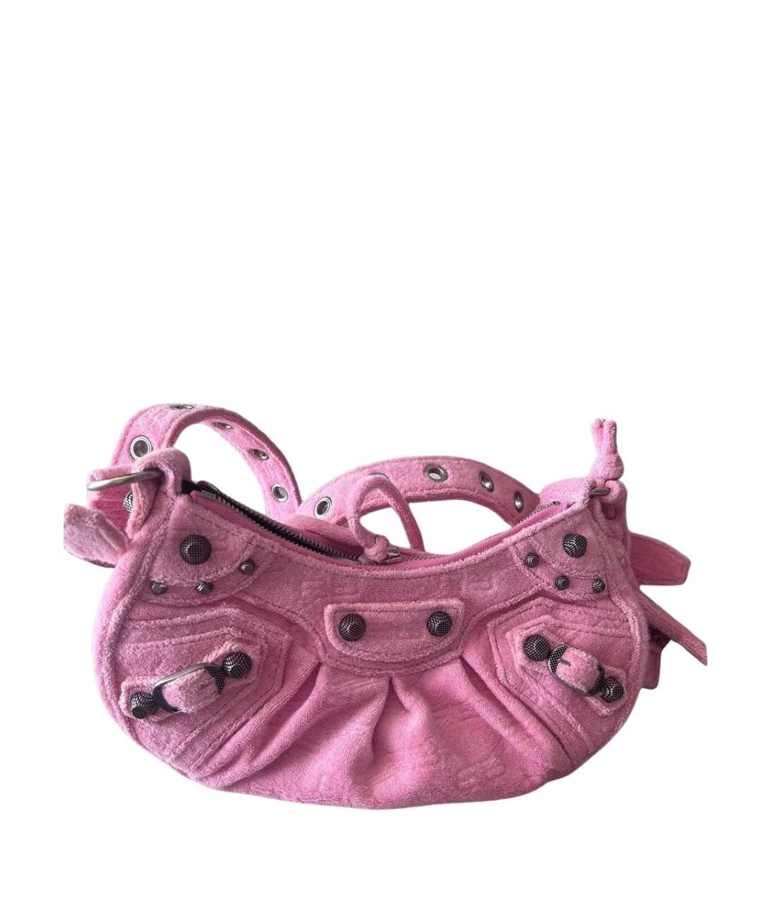 BALENCIAGA Розовая бархатная сумка через плечо, фото 1