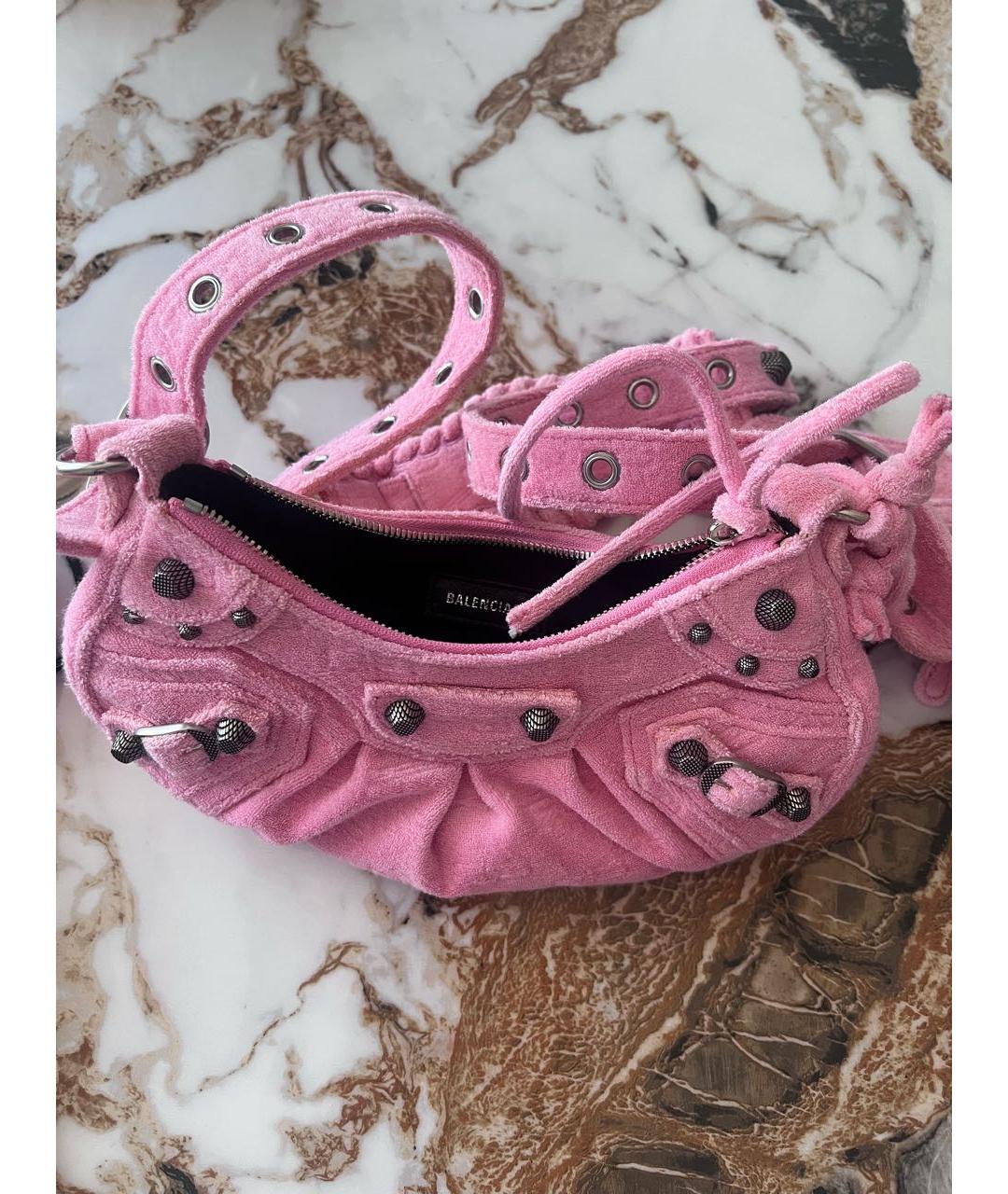 BALENCIAGA Розовая бархатная сумка через плечо, фото 7