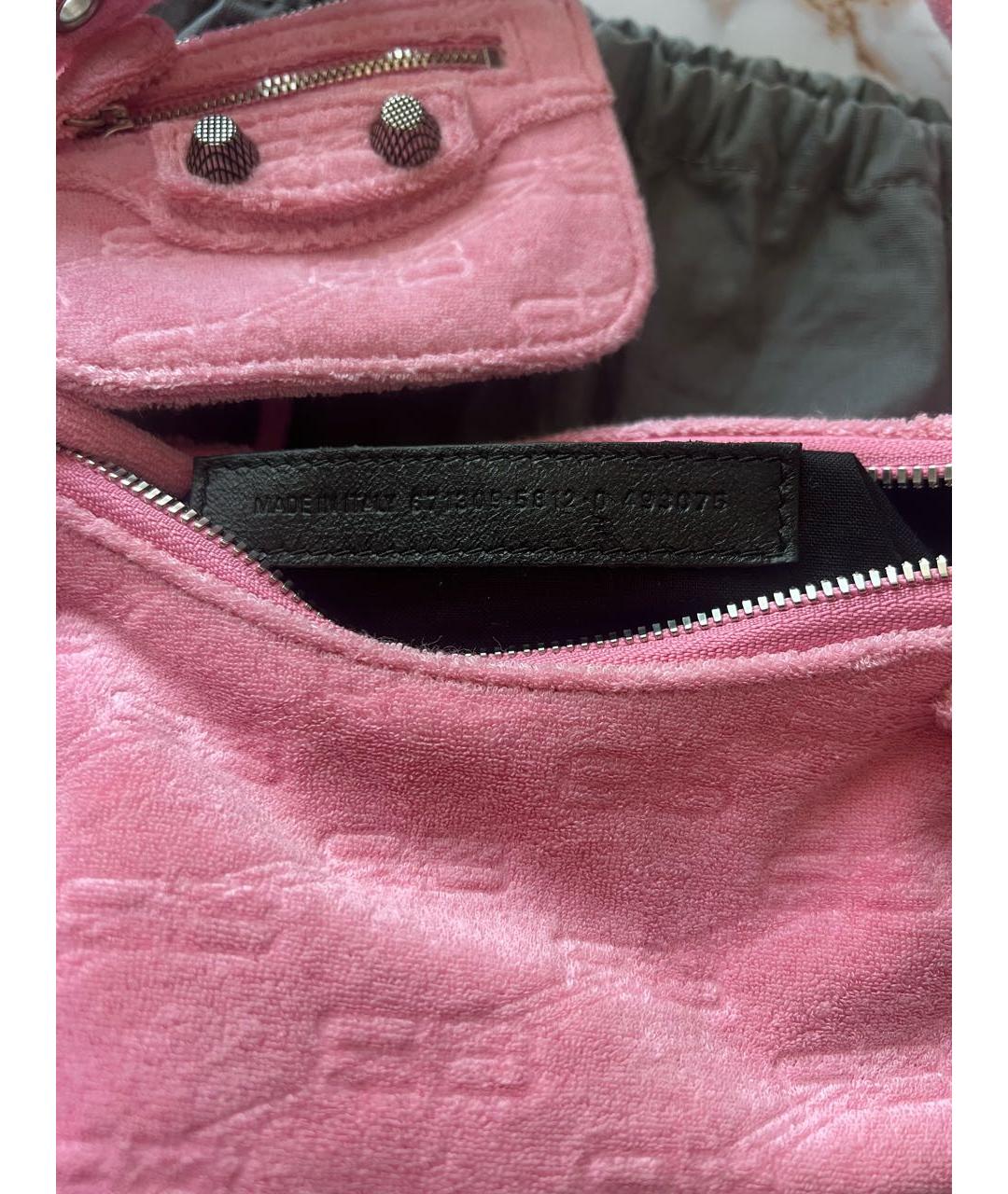 BALENCIAGA Розовая бархатная сумка через плечо, фото 4