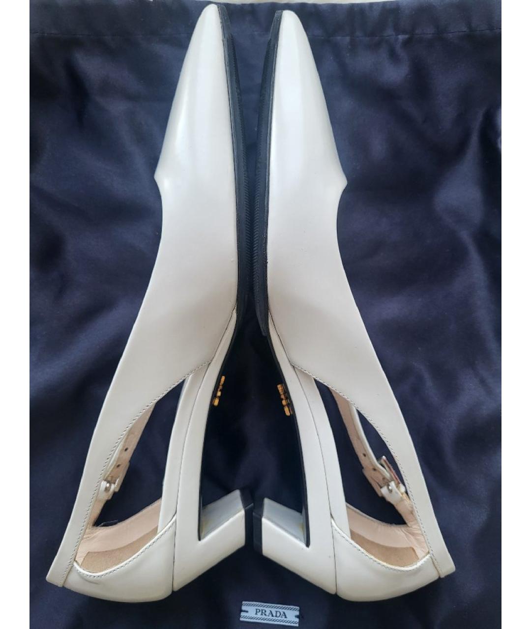 PRADA Белые кожаные туфли, фото 8