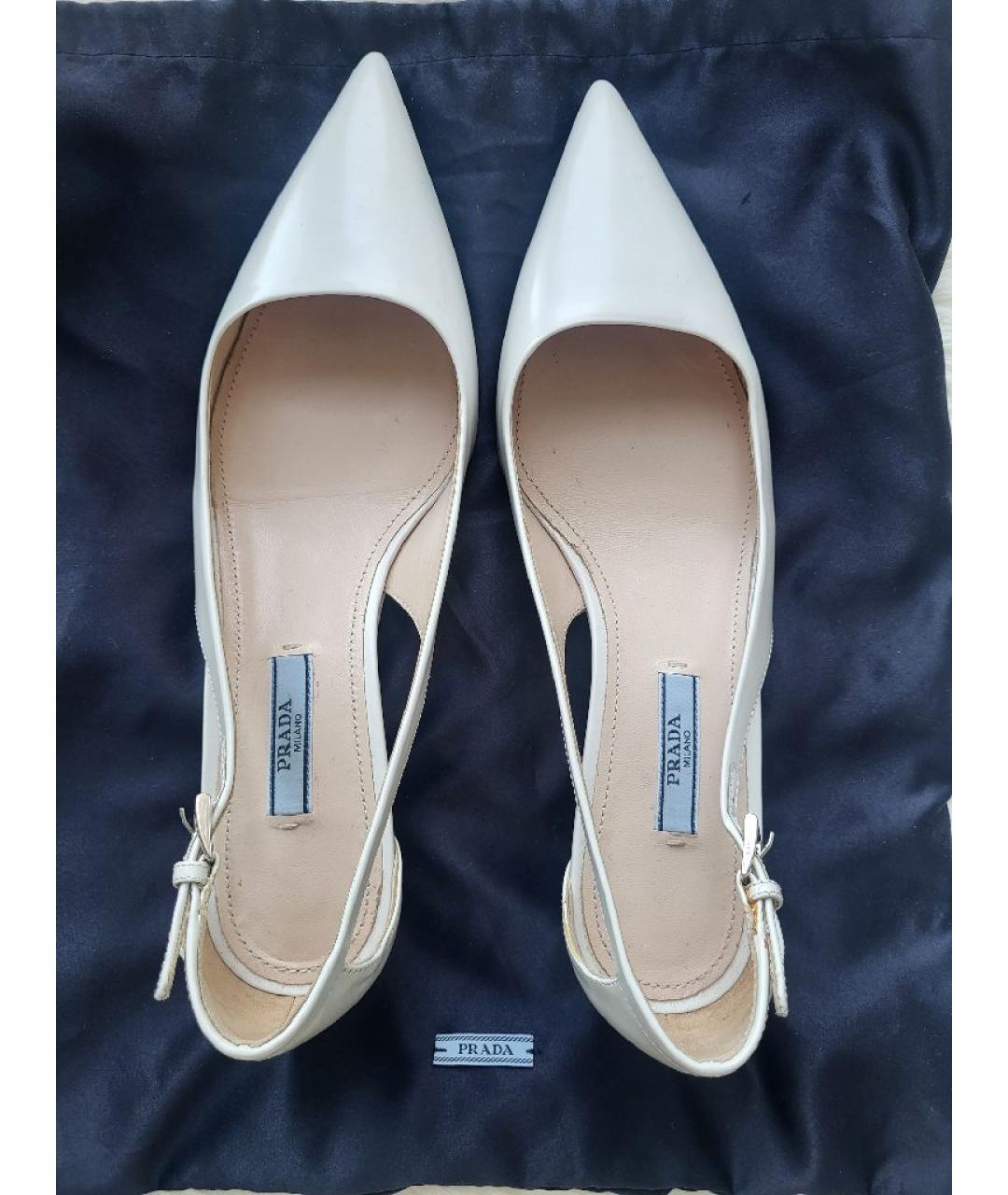 PRADA Белые кожаные туфли, фото 3