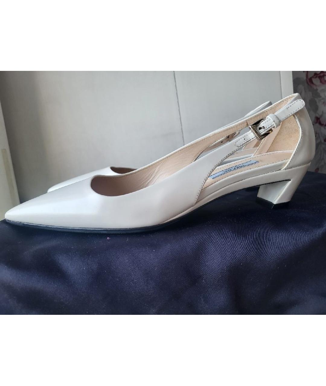 PRADA Белые кожаные туфли, фото 10
