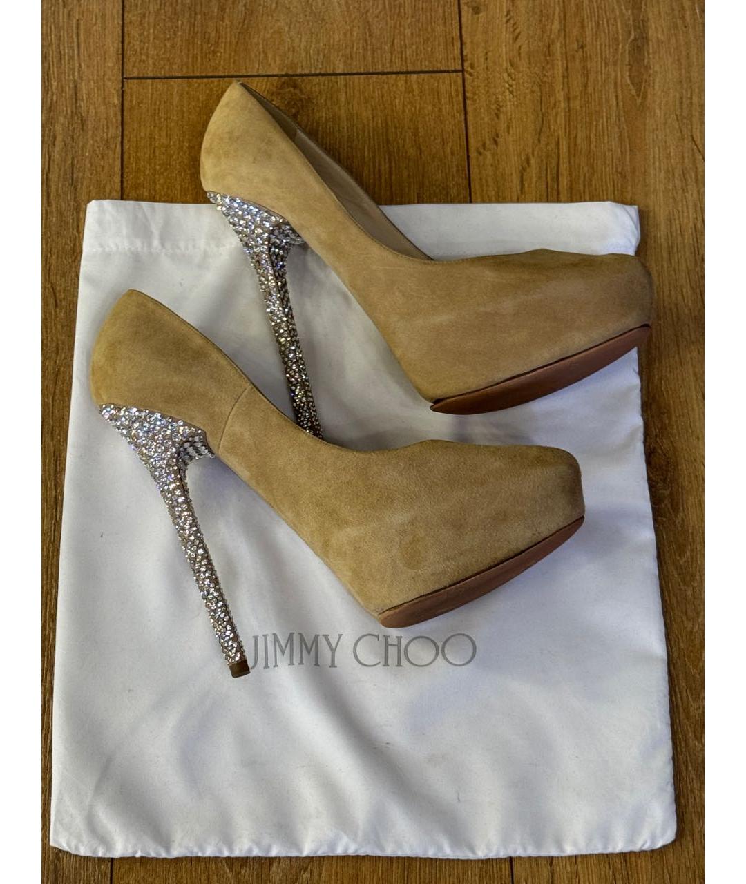 JIMMY CHOO Бежевые замшевые туфли, фото 5