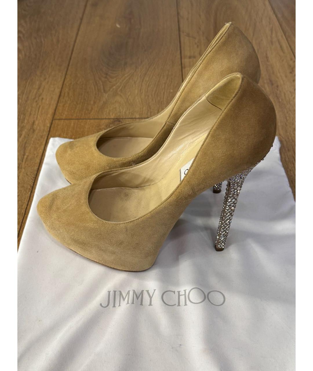 JIMMY CHOO Бежевые замшевые туфли, фото 4