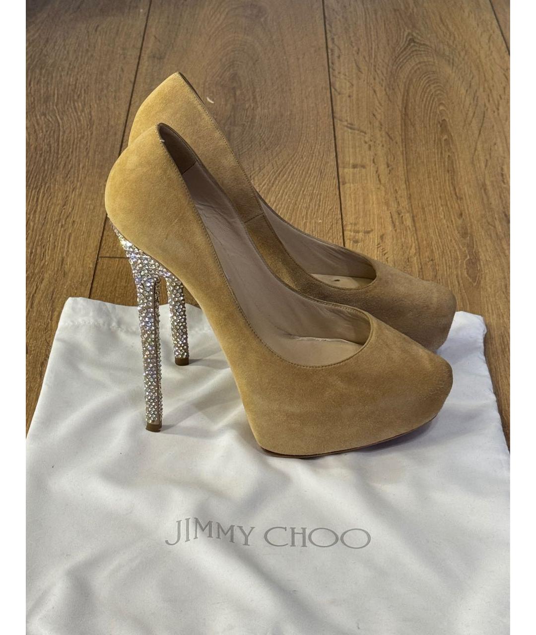 JIMMY CHOO Бежевые замшевые туфли, фото 6