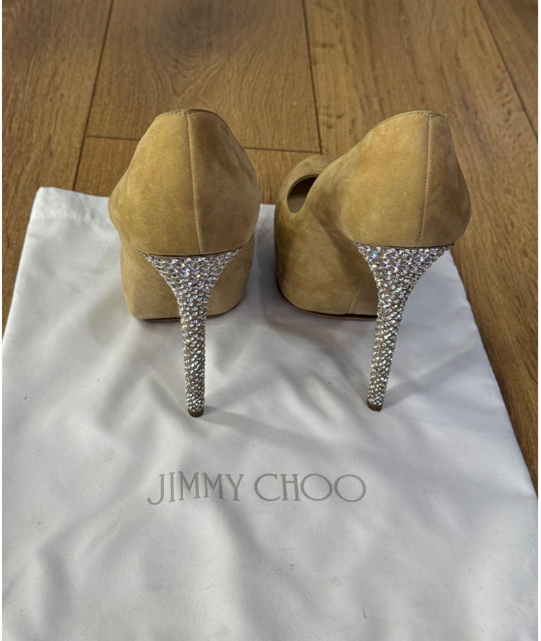 JIMMY CHOO Бежевые замшевые туфли, фото 3