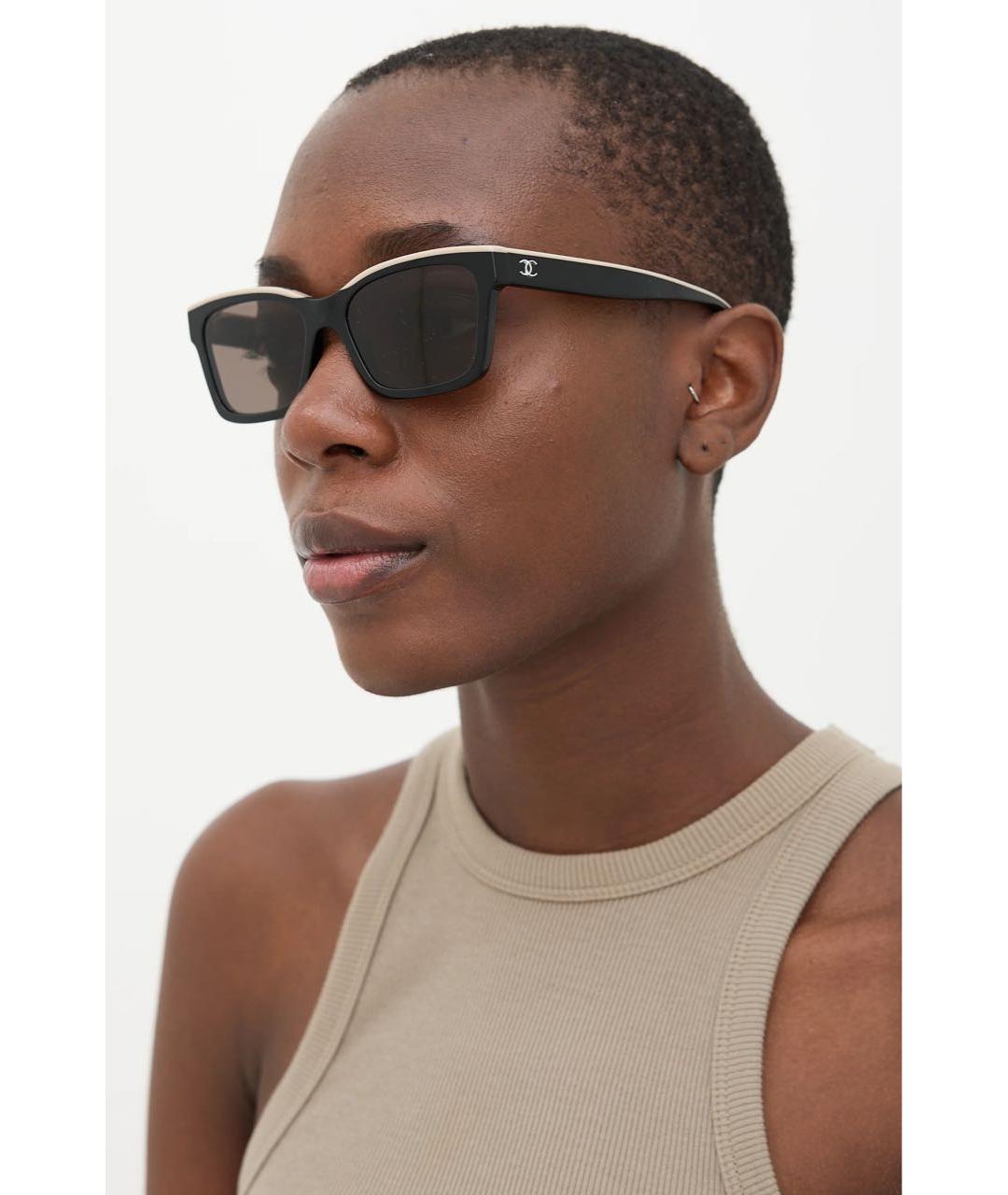 CHANEL Черные пластиковые солнцезащитные очки, фото 6