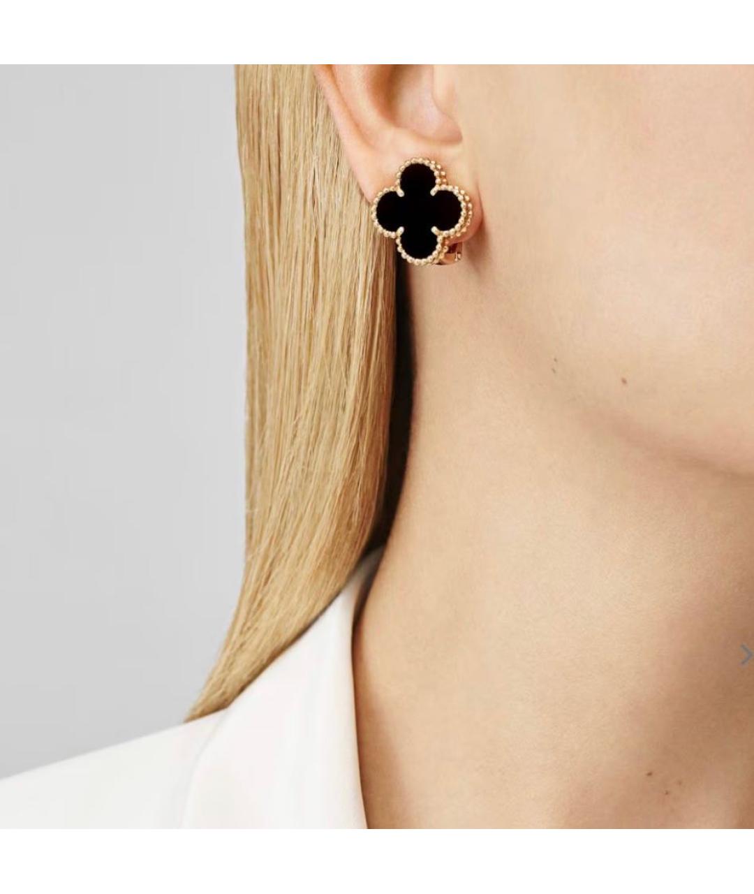 VAN CLEEF & ARPELS Черные серьги из желтого золота, фото 2