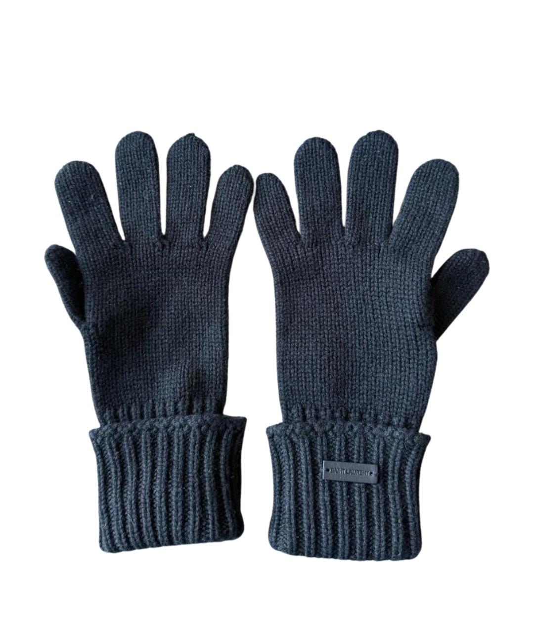 SAINT LAURENT Черные кашемировые перчатки, фото 1