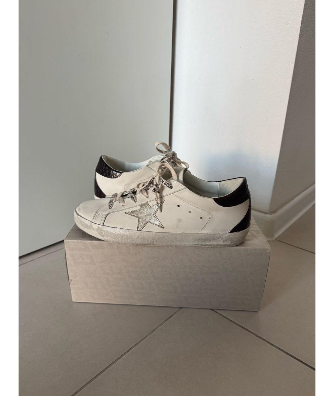 GOLDEN GOOSE DELUXE BRAND Бежевые кожаные кеды, фото 2