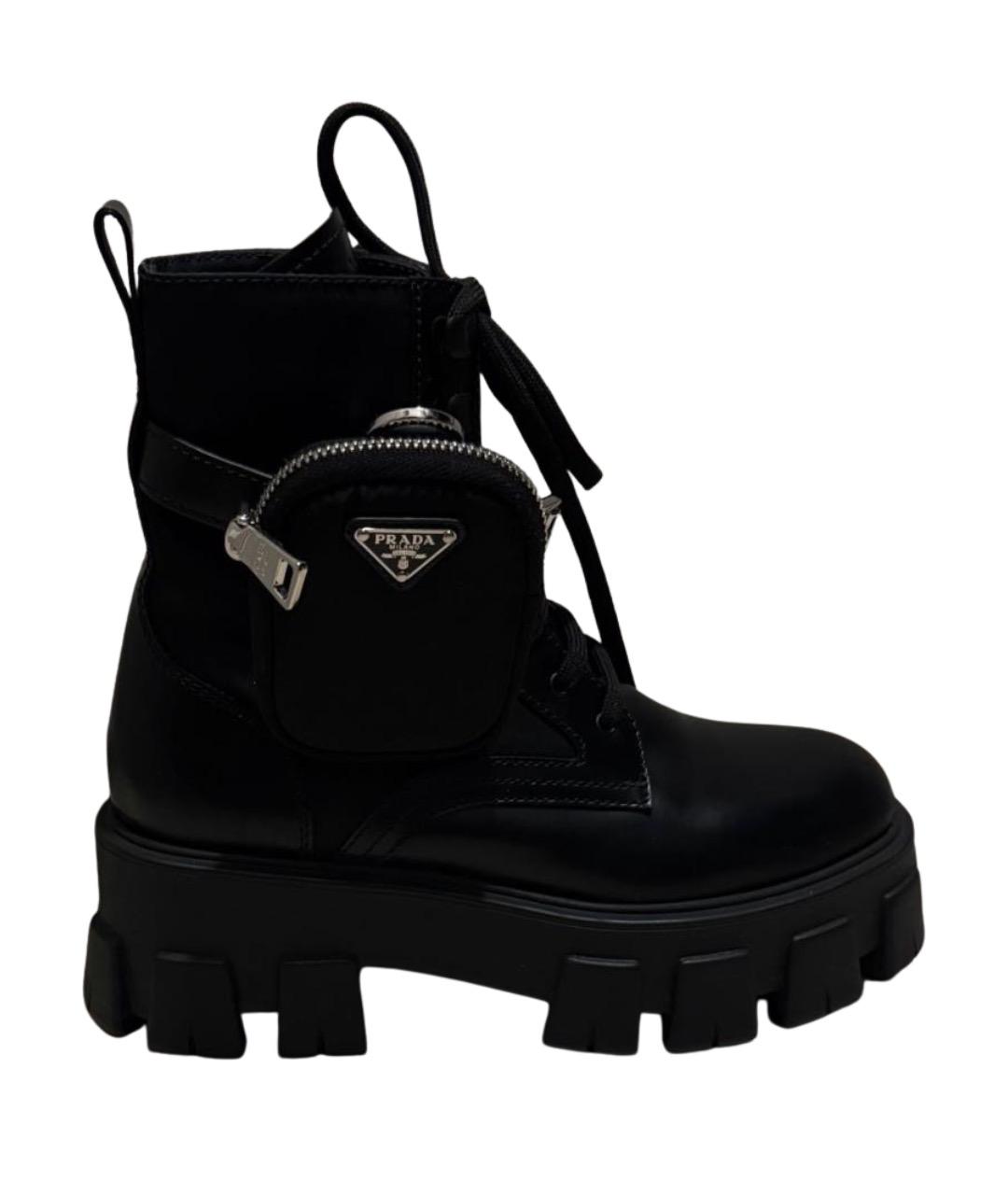 PRADA Черные кожаные ботинки, фото 1