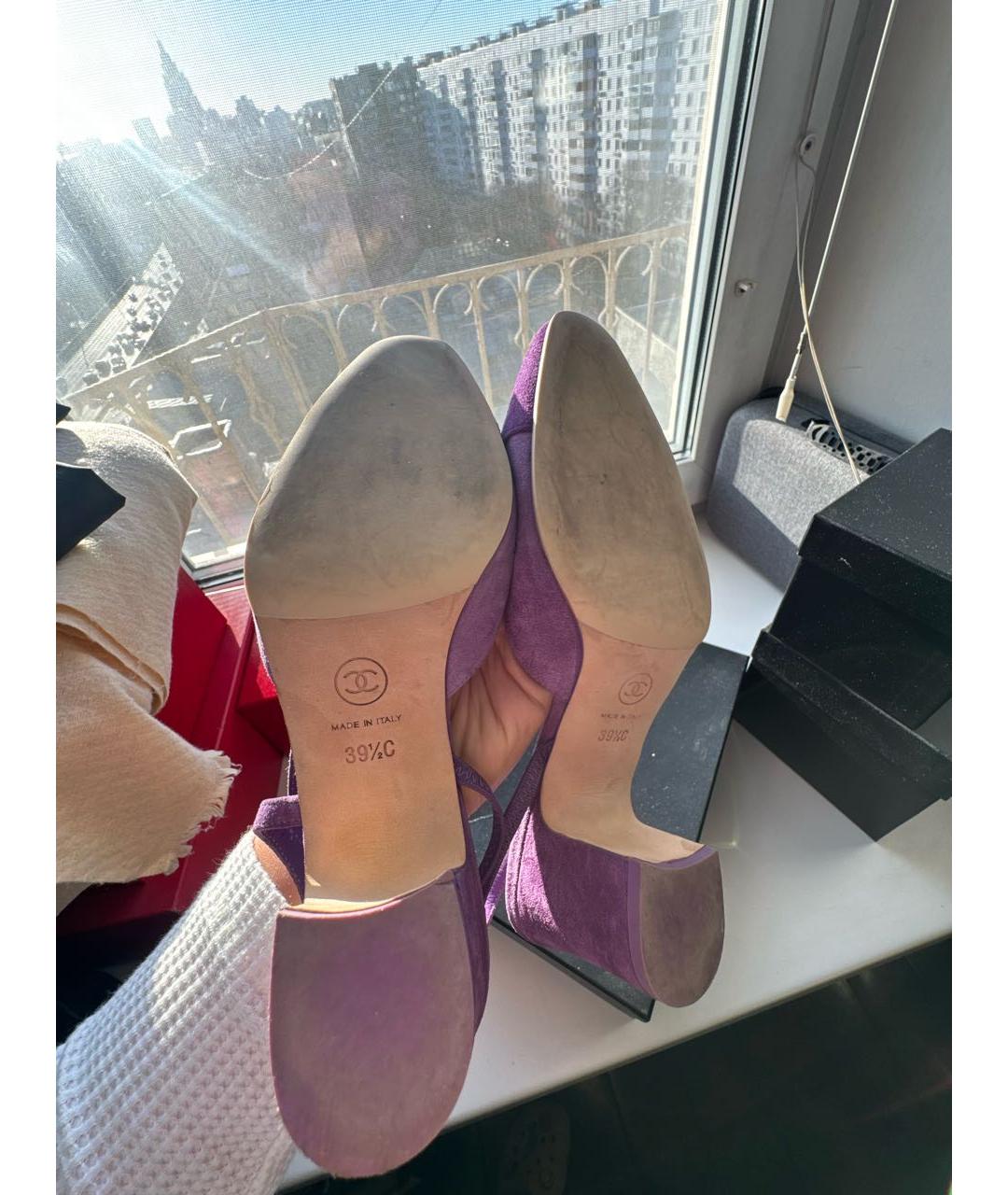 CHANEL Фиолетовые замшевые туфли, фото 8