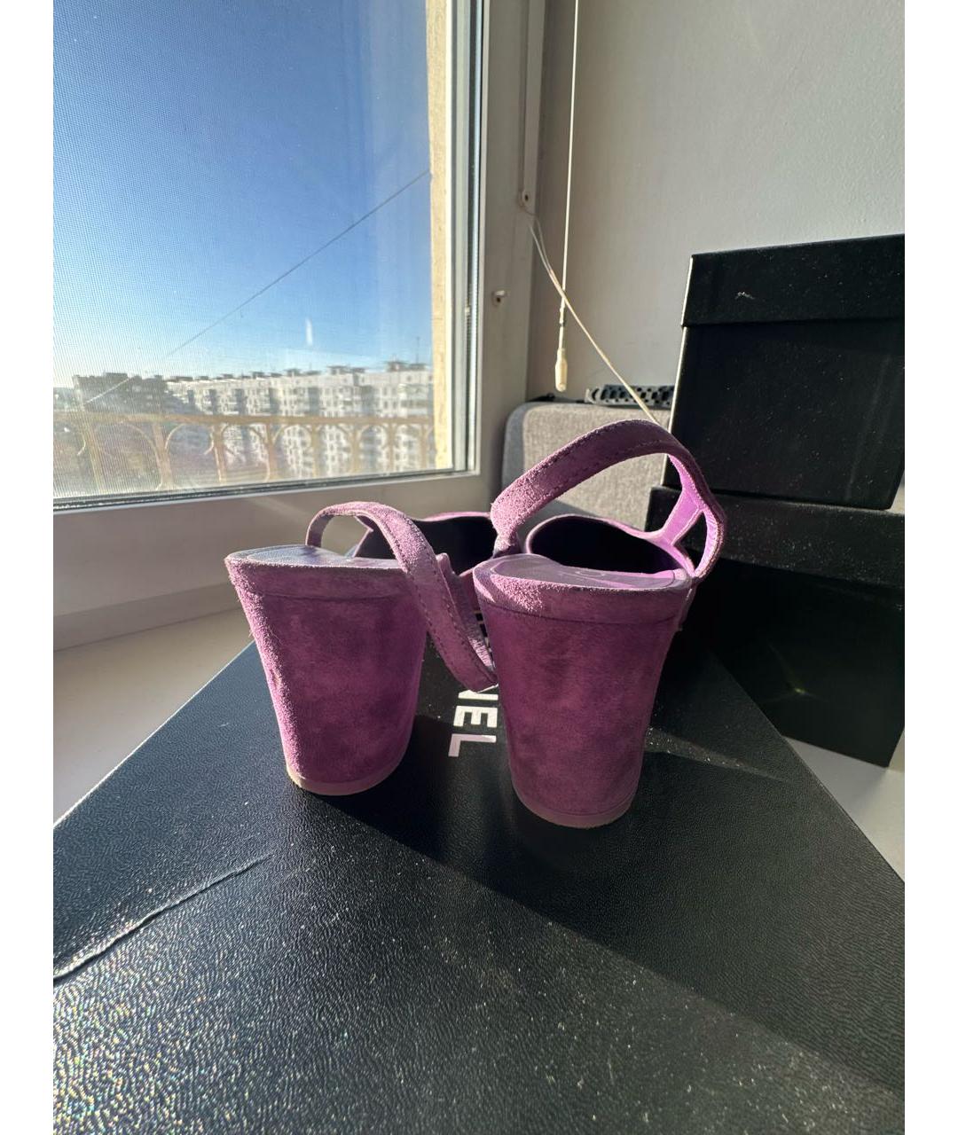 CHANEL Фиолетовые замшевые туфли, фото 4