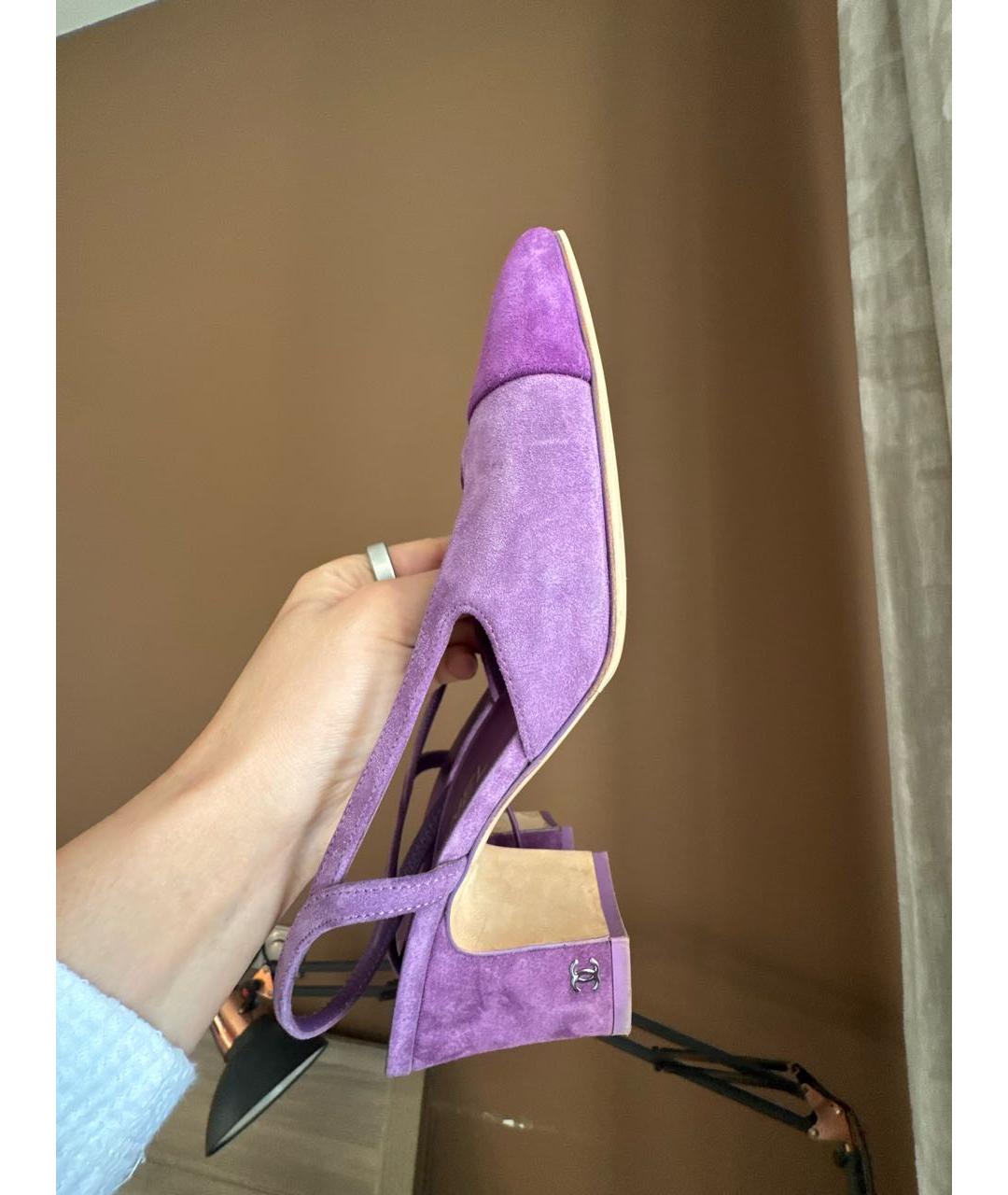 CHANEL Фиолетовые замшевые туфли, фото 5