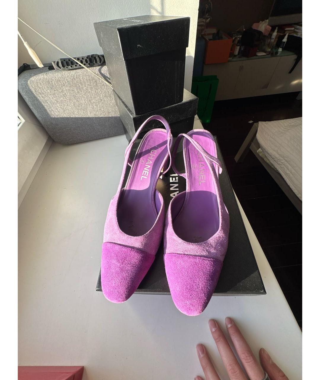 CHANEL Фиолетовые замшевые туфли, фото 2