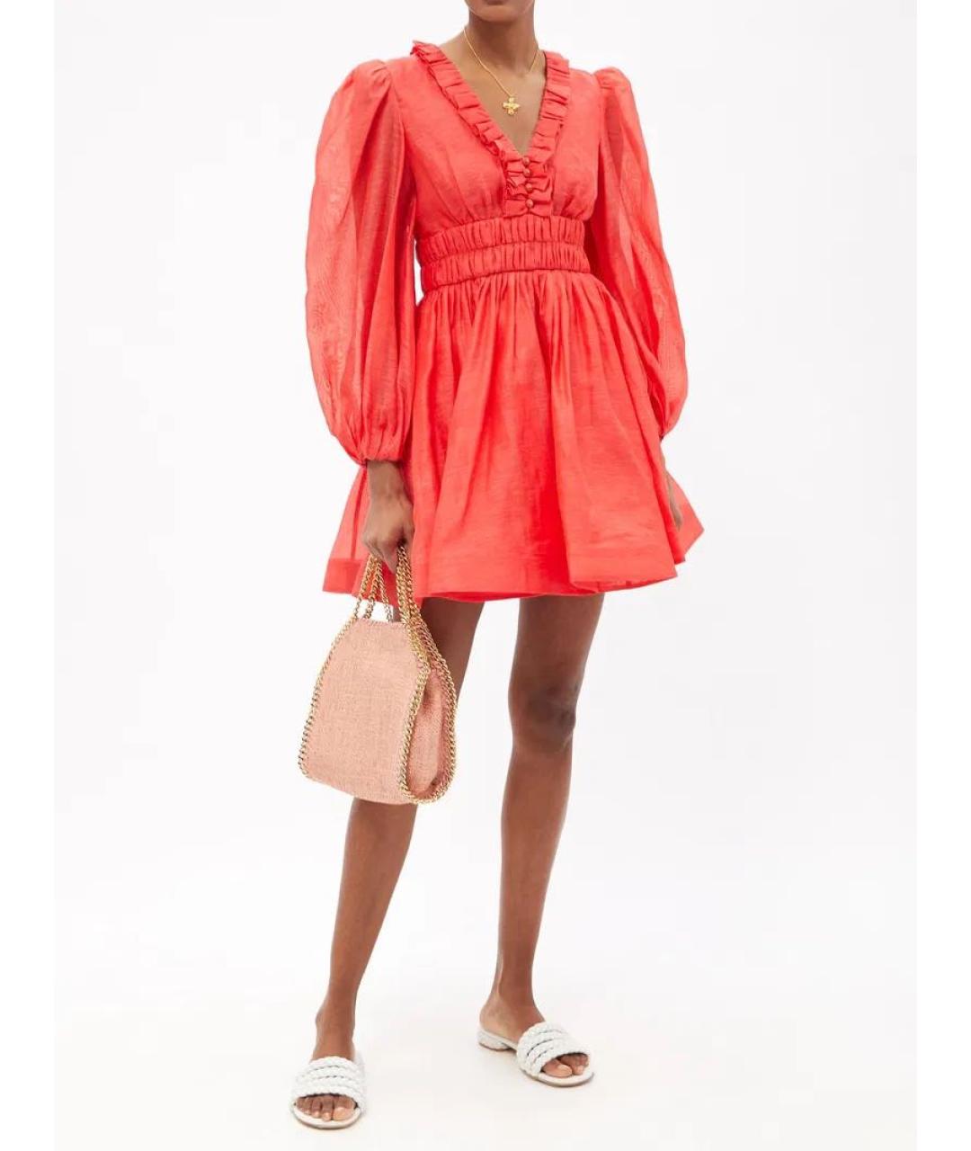 ZIMMERMANN Красное льняное платье, фото 5