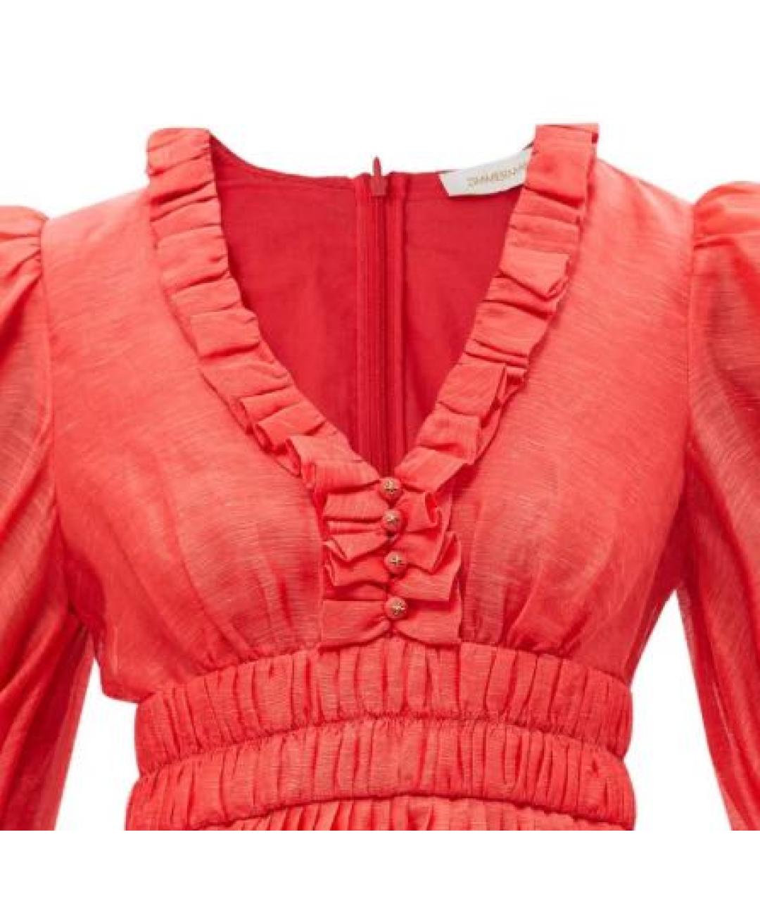 ZIMMERMANN Красное льняное платье, фото 3