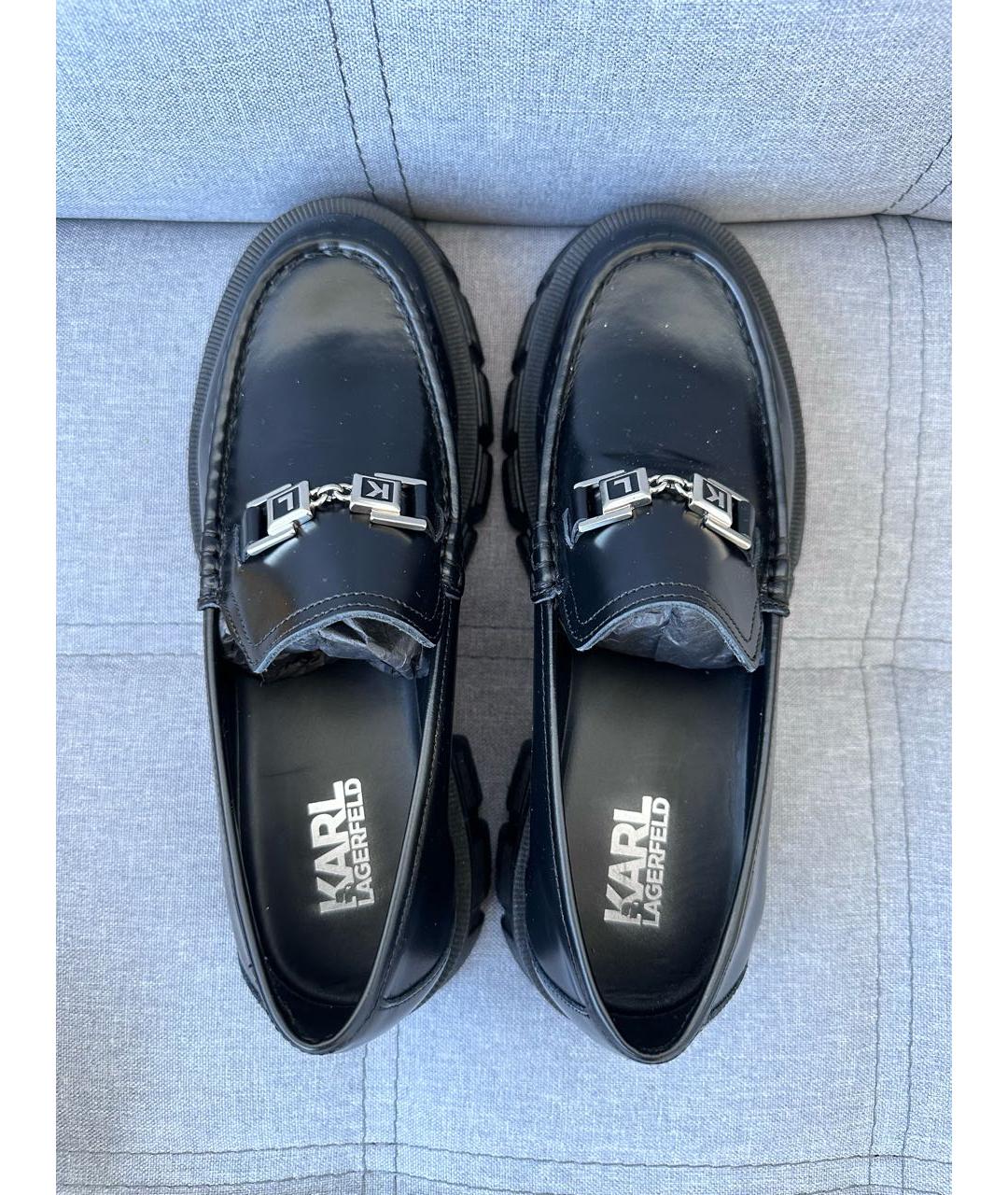 KARL LAGERFELD Черные кожаные лоферы, фото 3