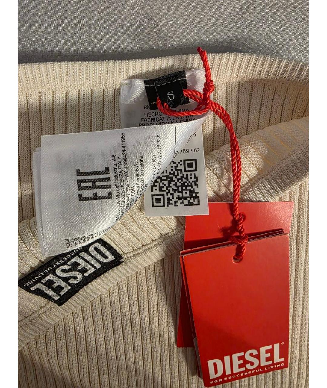 DIESEL Белая вискозная юбка мини, фото 3