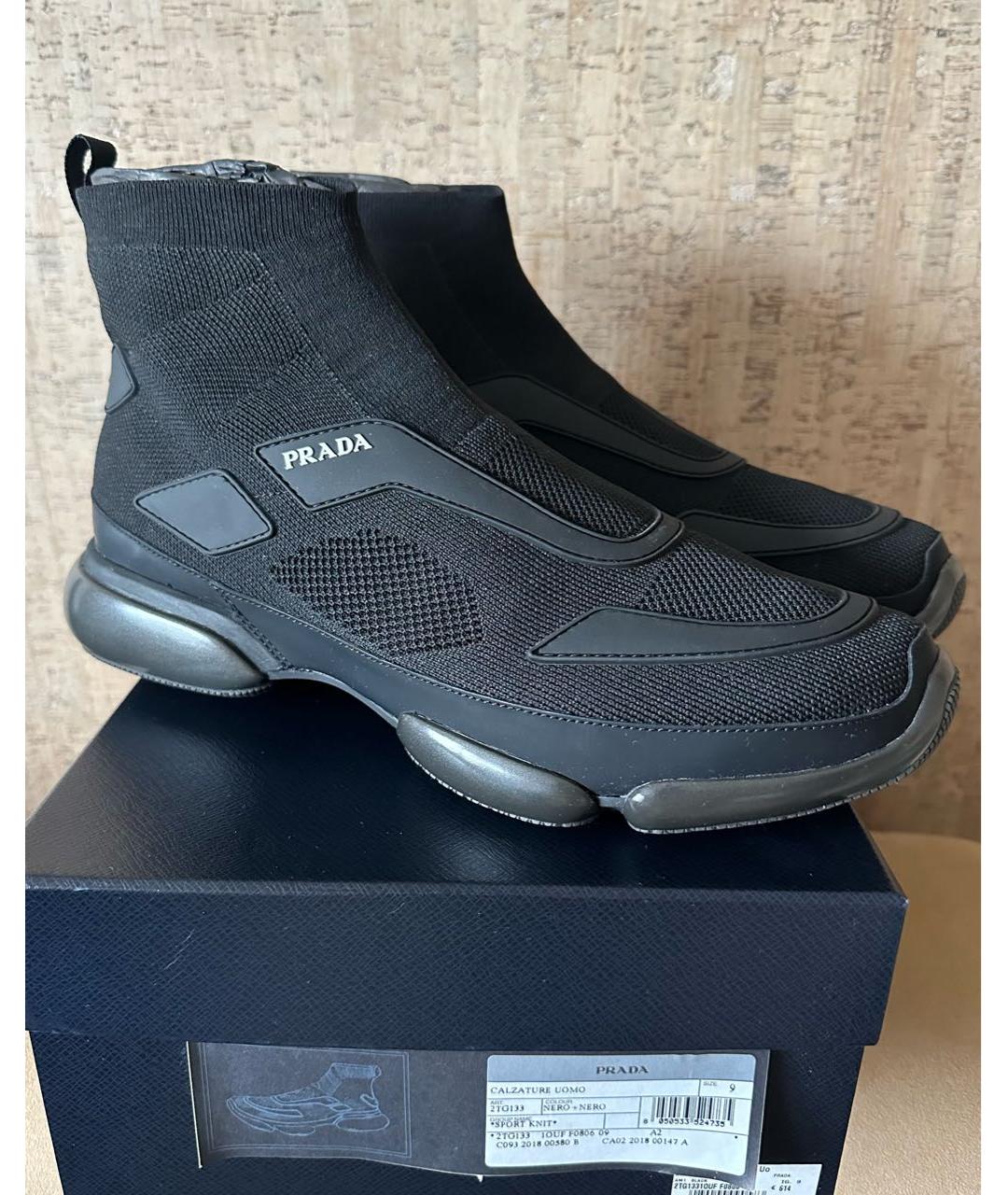 PRADA Черные высокие кроссовки / кеды, фото 2