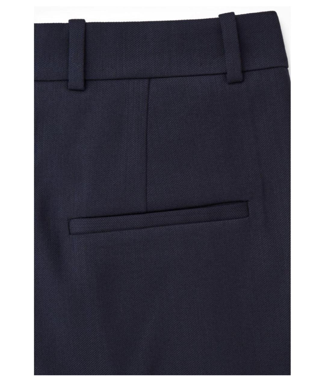 COS Темно-синие шерстяные брюки широкие, фото 8