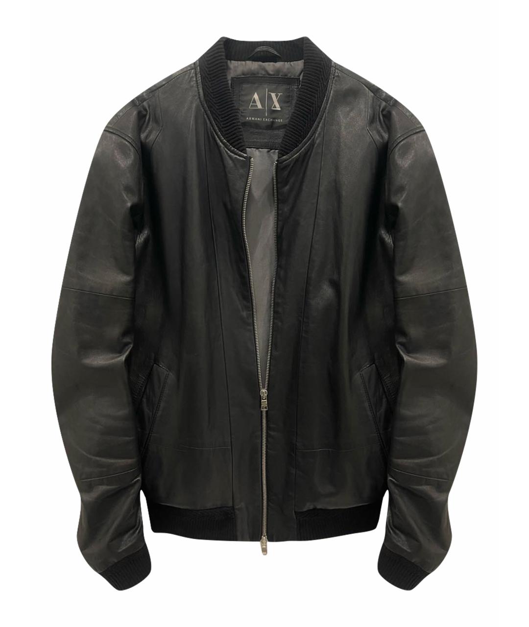 ARMANI EXCHANGE Черная кожаная куртка, фото 1