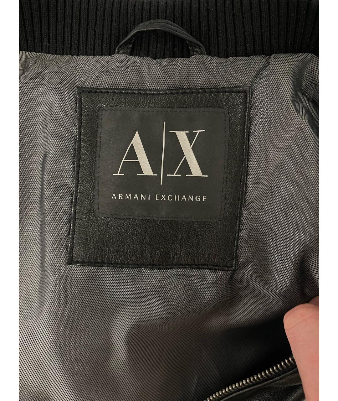 ARMANI EXCHANGE Черная кожаная куртка, фото 3