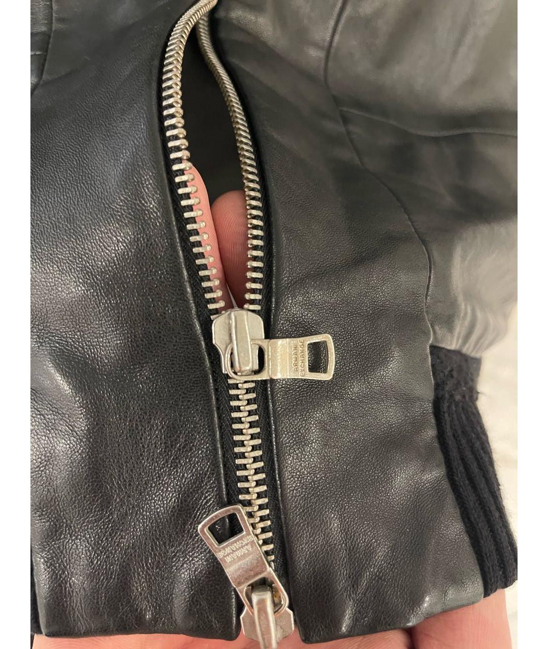 ARMANI EXCHANGE Черная кожаная куртка, фото 4