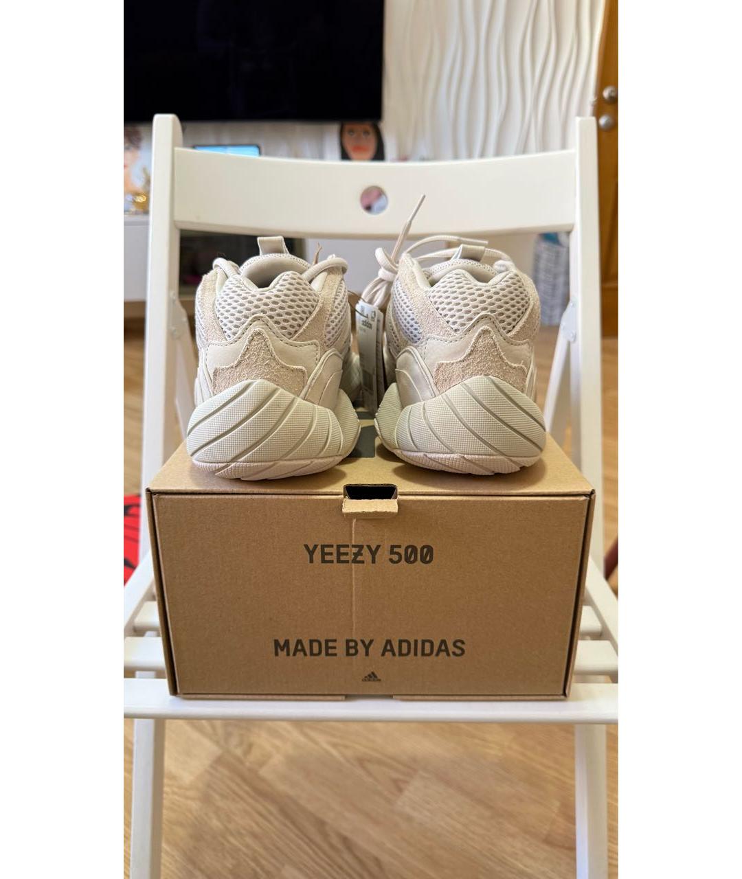 ADIDAS YEEZY Бежевые текстильные низкие кроссовки / кеды, фото 4