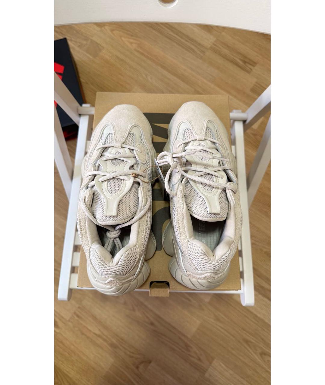 ADIDAS YEEZY Бежевые текстильные низкие кроссовки / кеды, фото 3