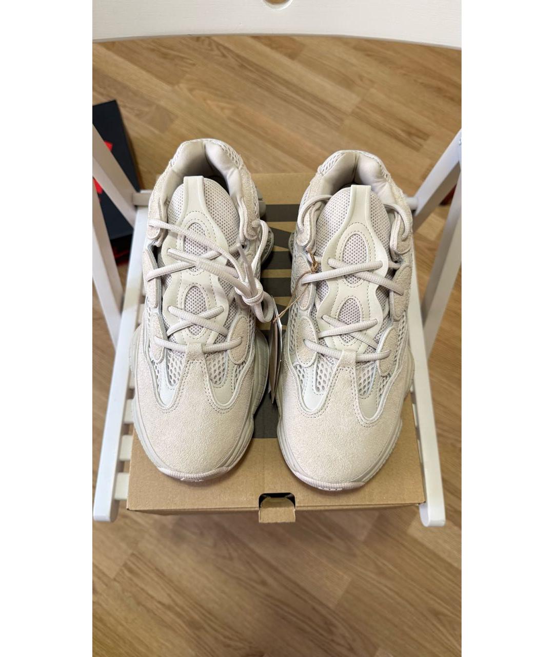 ADIDAS YEEZY Бежевые текстильные низкие кроссовки / кеды, фото 2