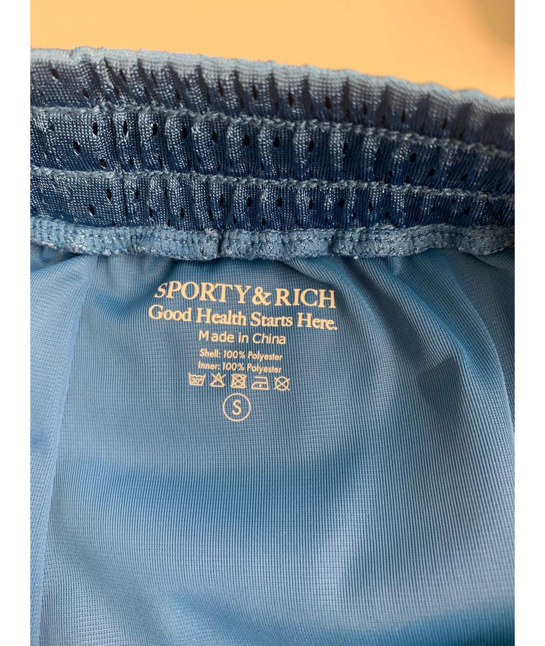 SPORTY AND RICH Синие полиэстеровые шорты, фото 3