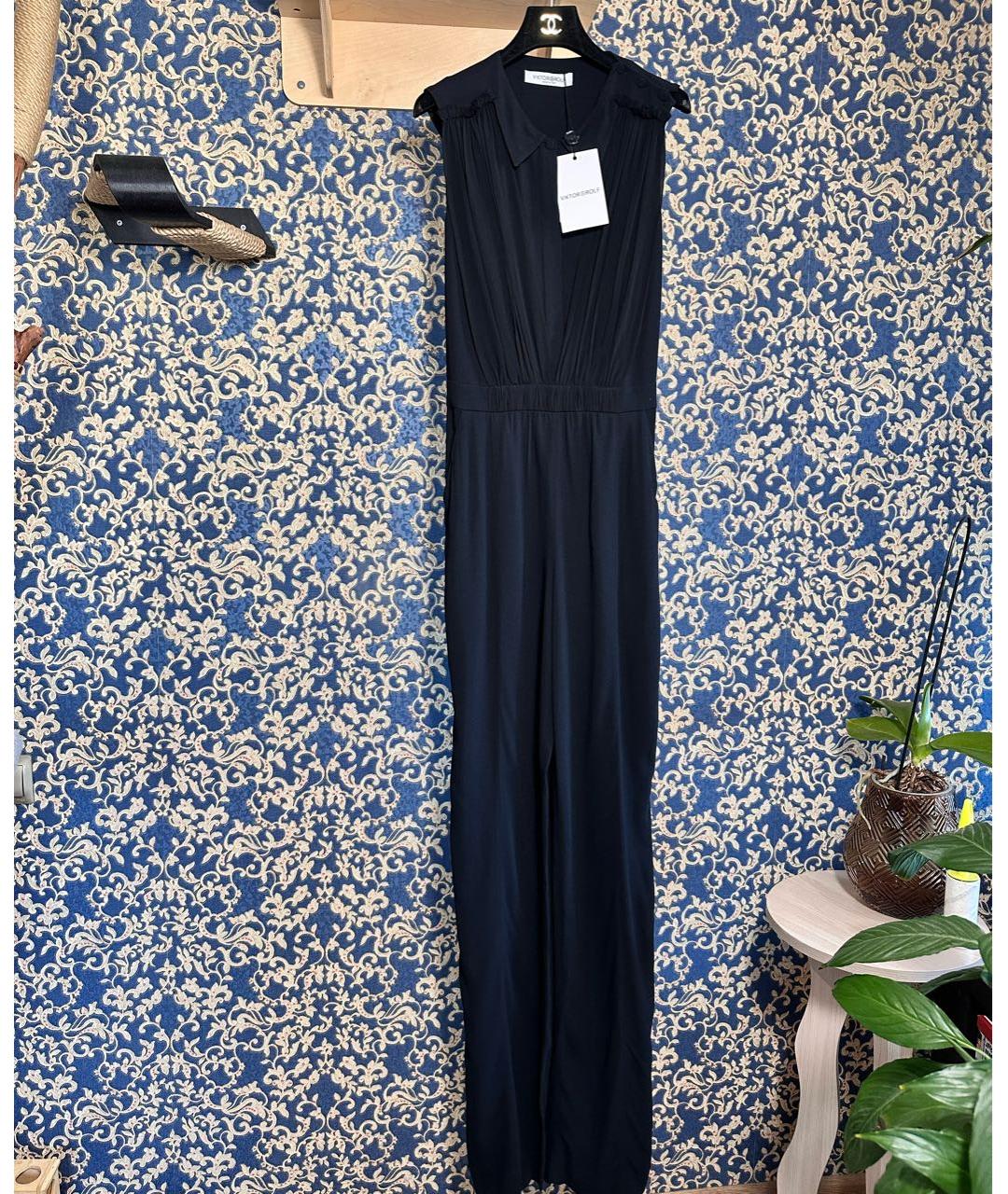 VICTOR AND ROLF Черный шелковый комбинезон, фото 7