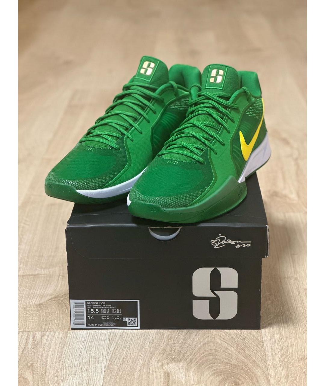 NIKE Зеленые текстильные низкие кроссовки / кеды, фото 2