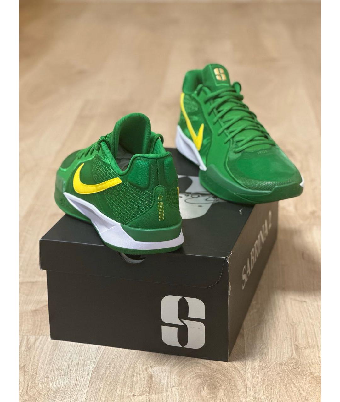 NIKE Зеленые текстильные низкие кроссовки / кеды, фото 4