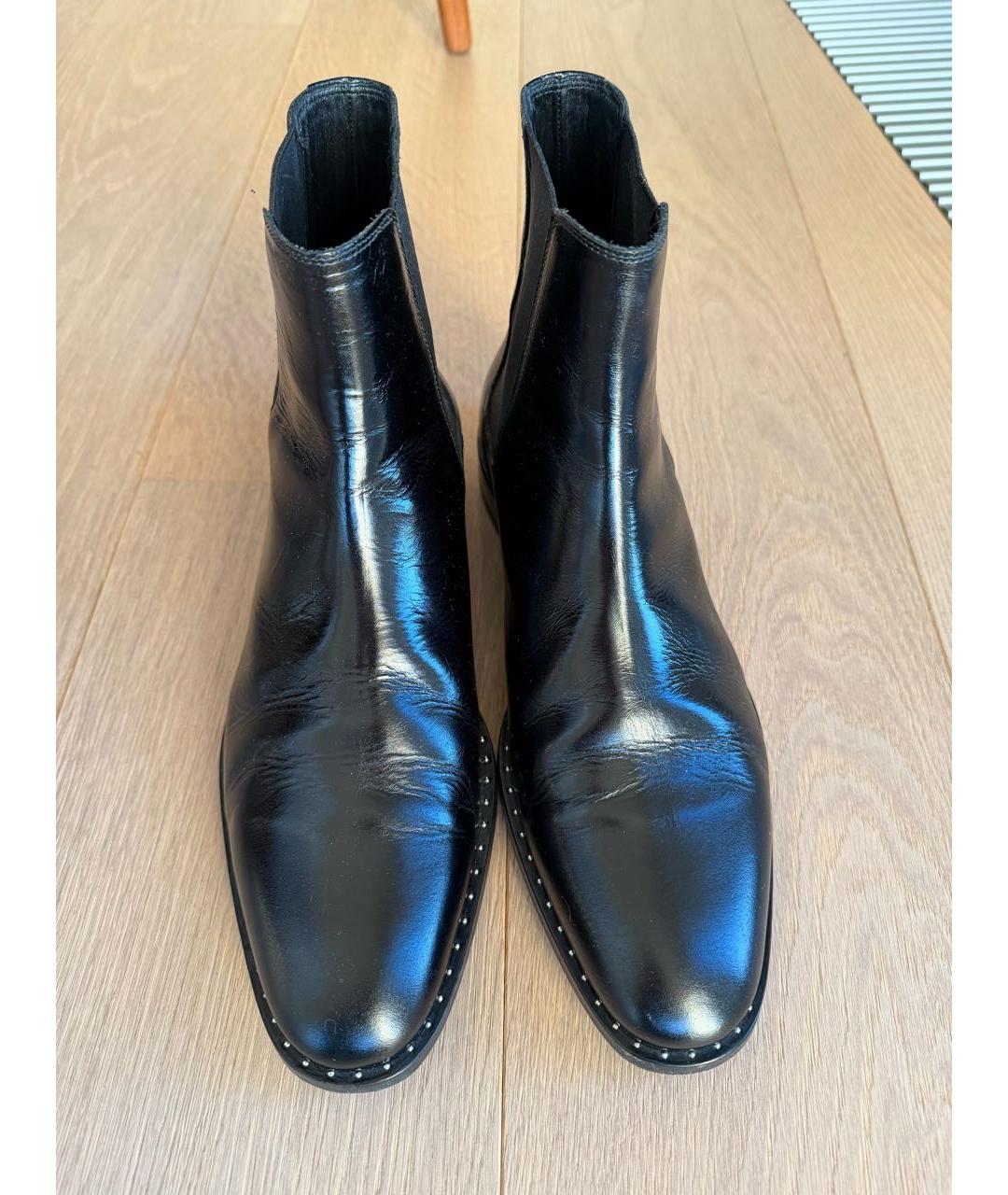 SAINT LAURENT Черные кожаные низкие ботинки, фото 2