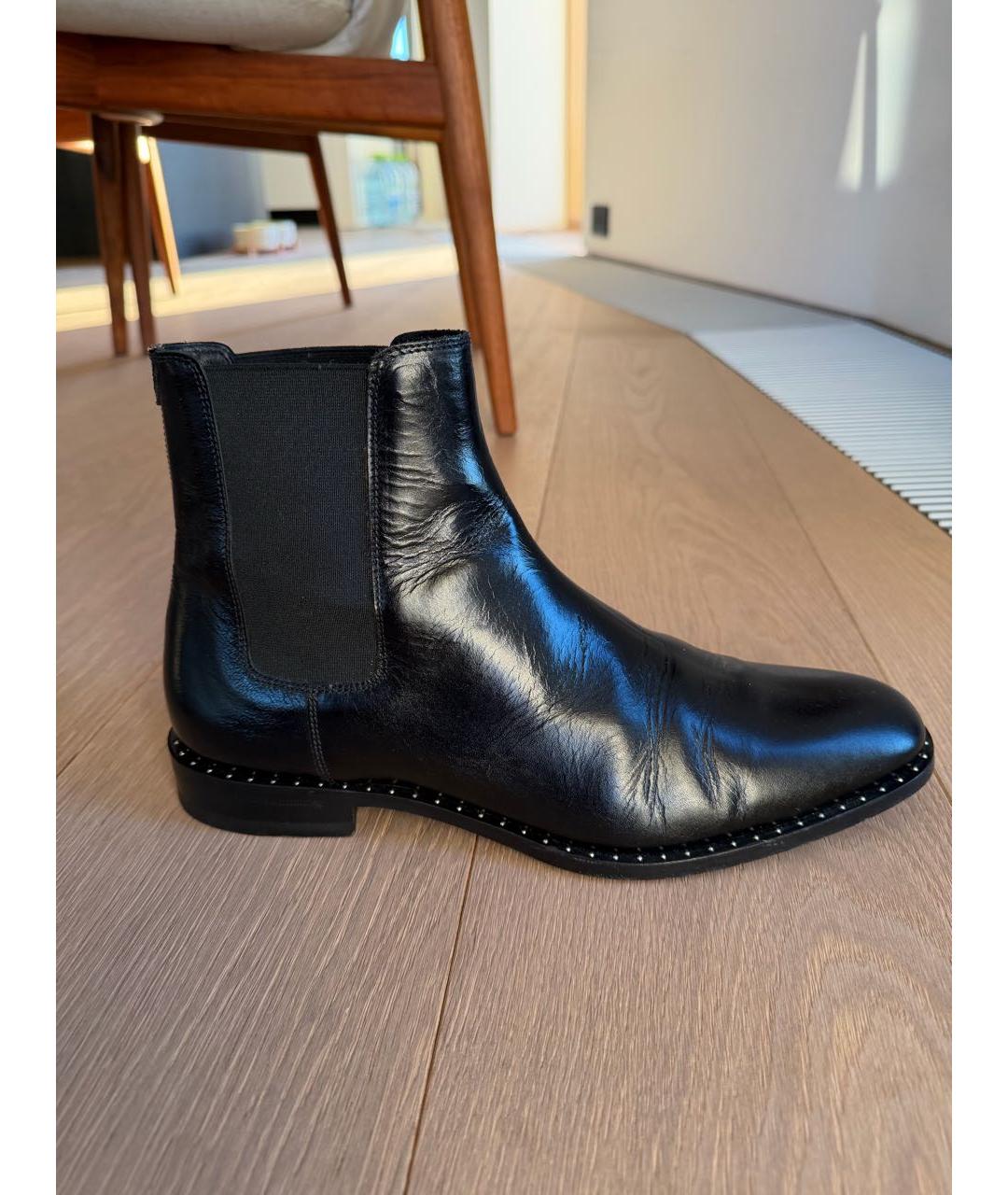 SAINT LAURENT Черные кожаные низкие ботинки, фото 9