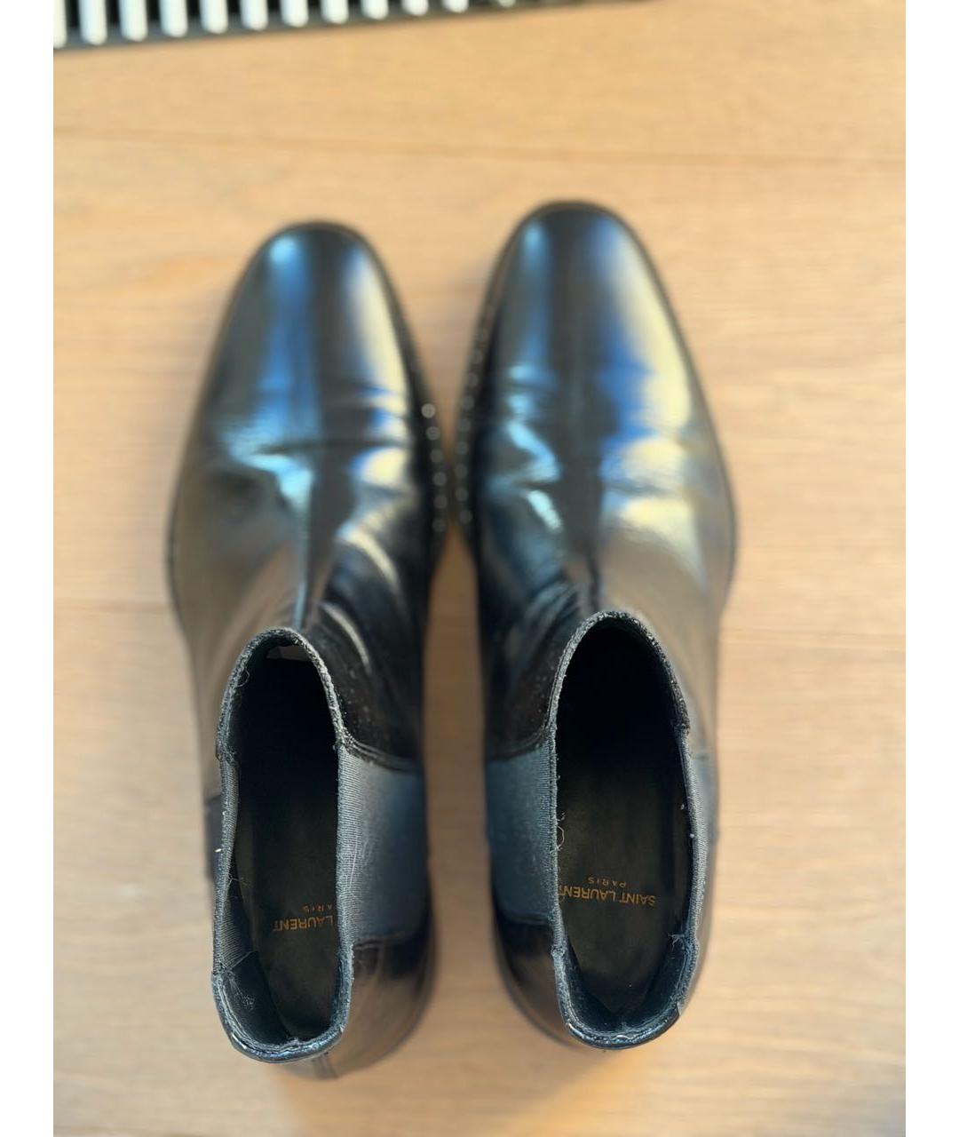 SAINT LAURENT Черные кожаные низкие ботинки, фото 3
