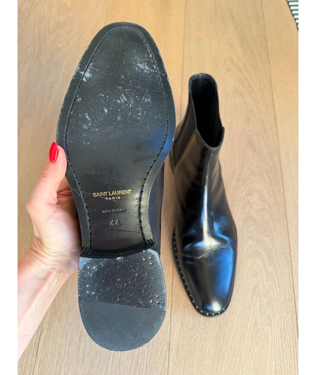 SAINT LAURENT Черные кожаные низкие ботинки, фото 6